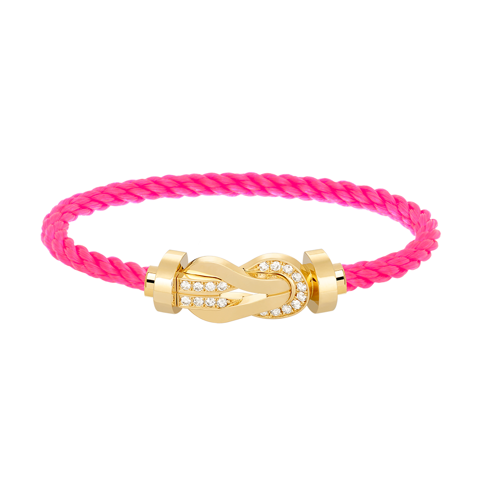 LUXEIFY CHANCE LARGE 8 FIGURE BUCKLE HALF DIAMOND BRACELET GOLD