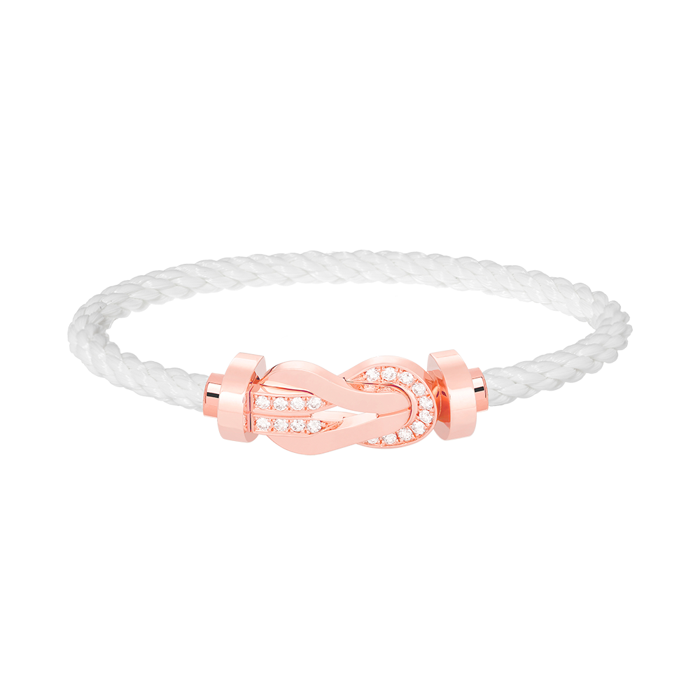 LUXEIFY CHANCE LARGE 8 FIGURE BUCKLE HALF DIAMOND BRACELET ROSE GOLD