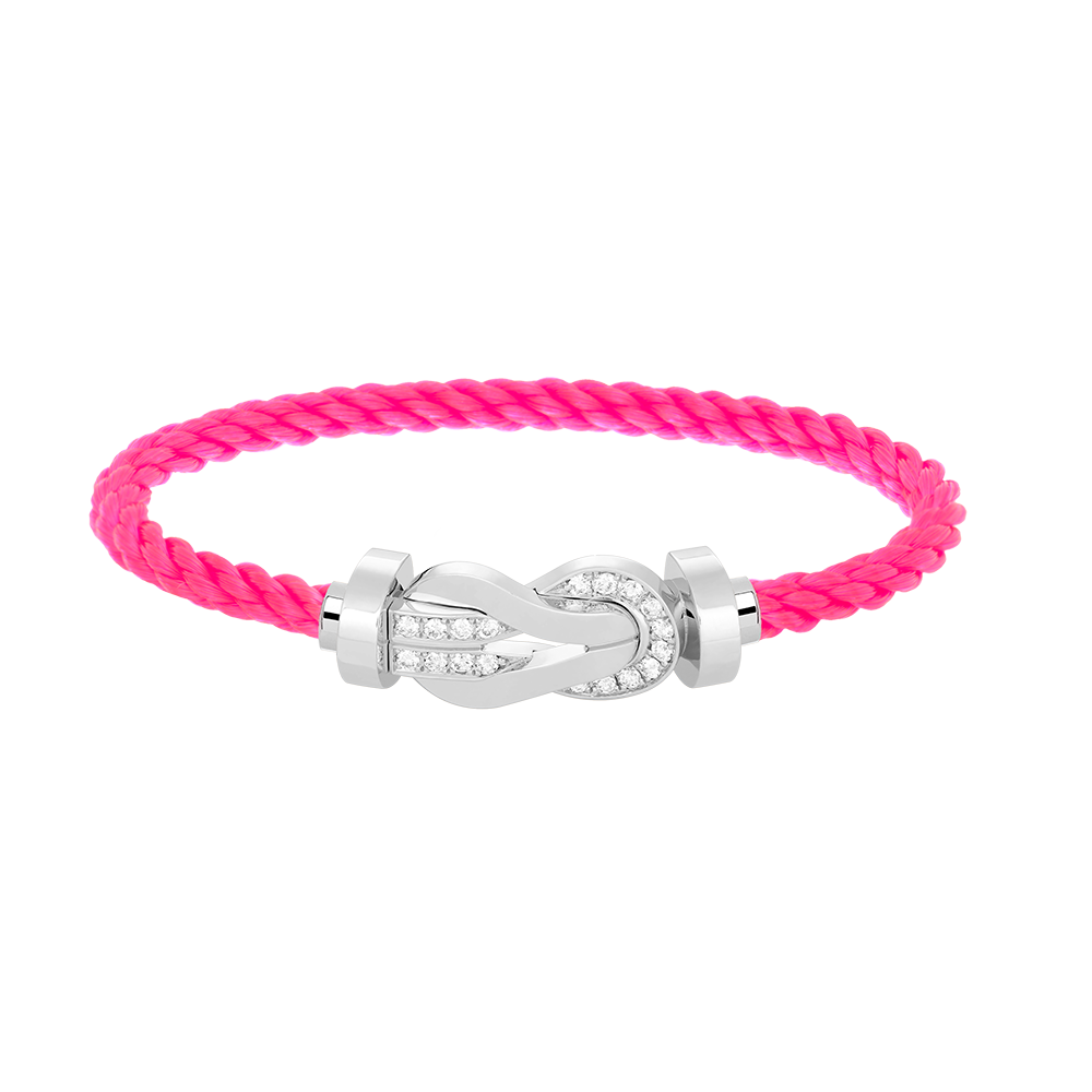 LUXEIFY CHANCE LARGE 8 FIGURE BUCKLE HALF DIAMOND BRACELET SILVER