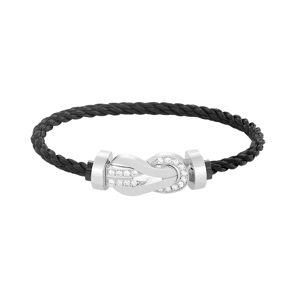 LUXEIFY CHANCE LARGE 8 FIGURE BUCKLE HALF DIAMOND BRACELET SILVER