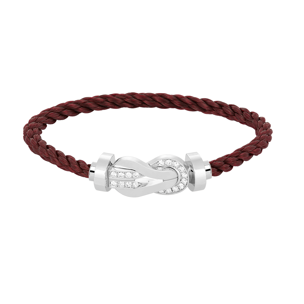 LUXEIFY CHANCE LARGE 8 FIGURE BUCKLE HALF DIAMOND BRACELET SILVER
