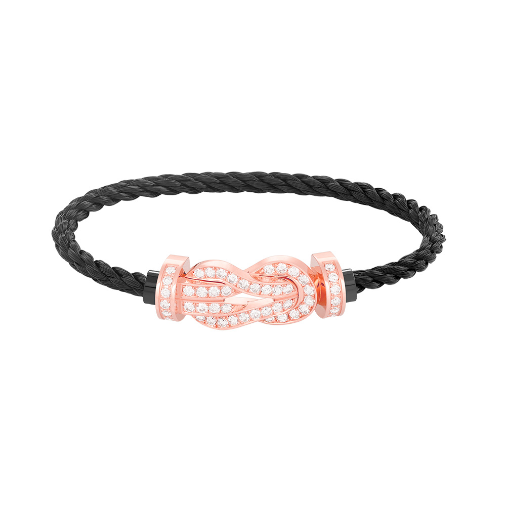 LUXEIFY CHANCE LARGE 8 FIGURE BUCKLE FULL DIAMOND BRACELET ROSE GOLD