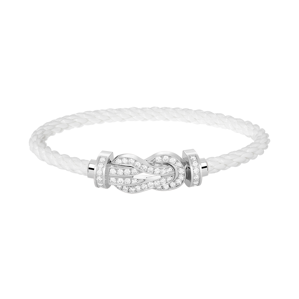 LUXEIFY CHANCE LARGE 8 FIGURE BUCKLE FULL DIAMOND BRACELET SILVER