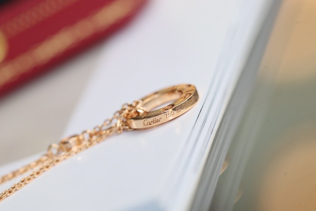 LUXEIFY LOVE NECKLACE ADJUSTABLE ROSE GOLD 2 DIAMOND