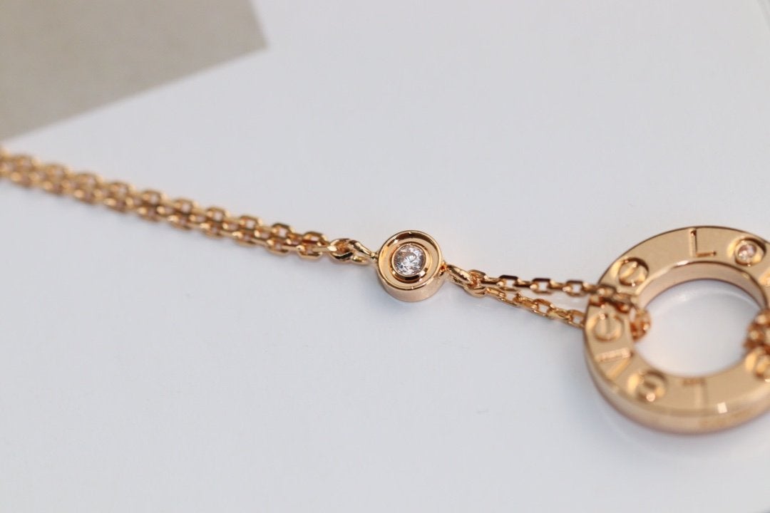 LUXEIFY LOVE NECKLACE ADJUSTABLE ROSE GOLD 2 DIAMOND