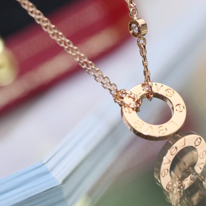 LUXEIFY LOVE NECKLACE ADJUSTABLE ROSE GOLD 2 DIAMOND