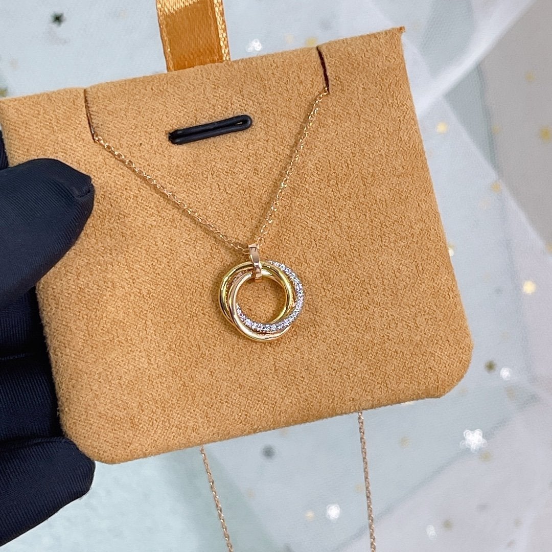 LUXEIFY TRINITY NECKLACE SILVER GOLD PINK GOLD DIAMONDS