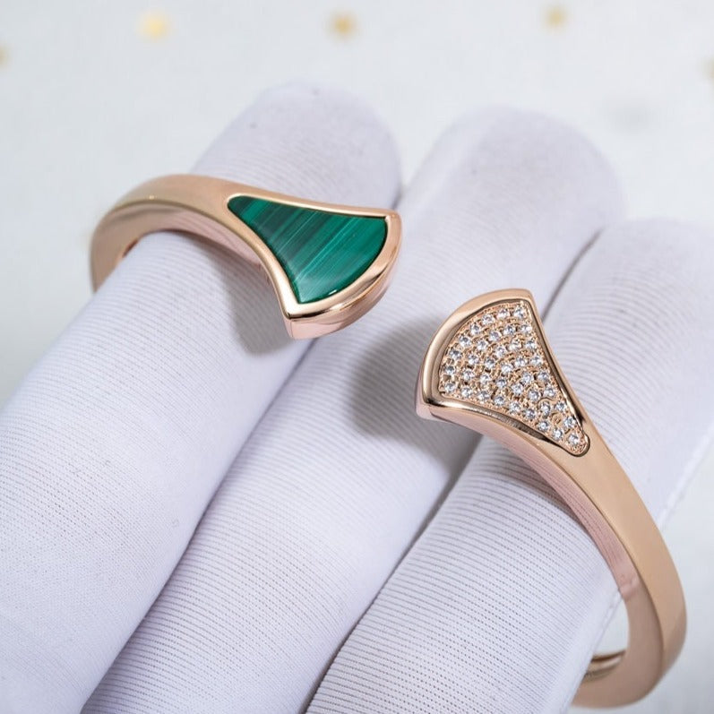 LUXEIFY DREAM BRACELET OPEN MALACHITE PINK GOLD