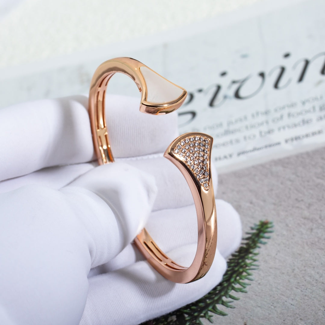 LUXEIFY DREAM BRACELET OPEN PINK GOLD MOP DIAMOND