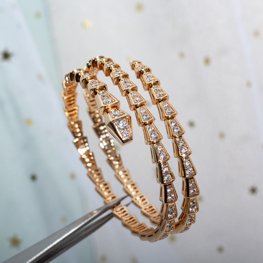 LUXEIFY SERPENTI BRACELET PINK GOLD DIAMOND DOUBLE ROW