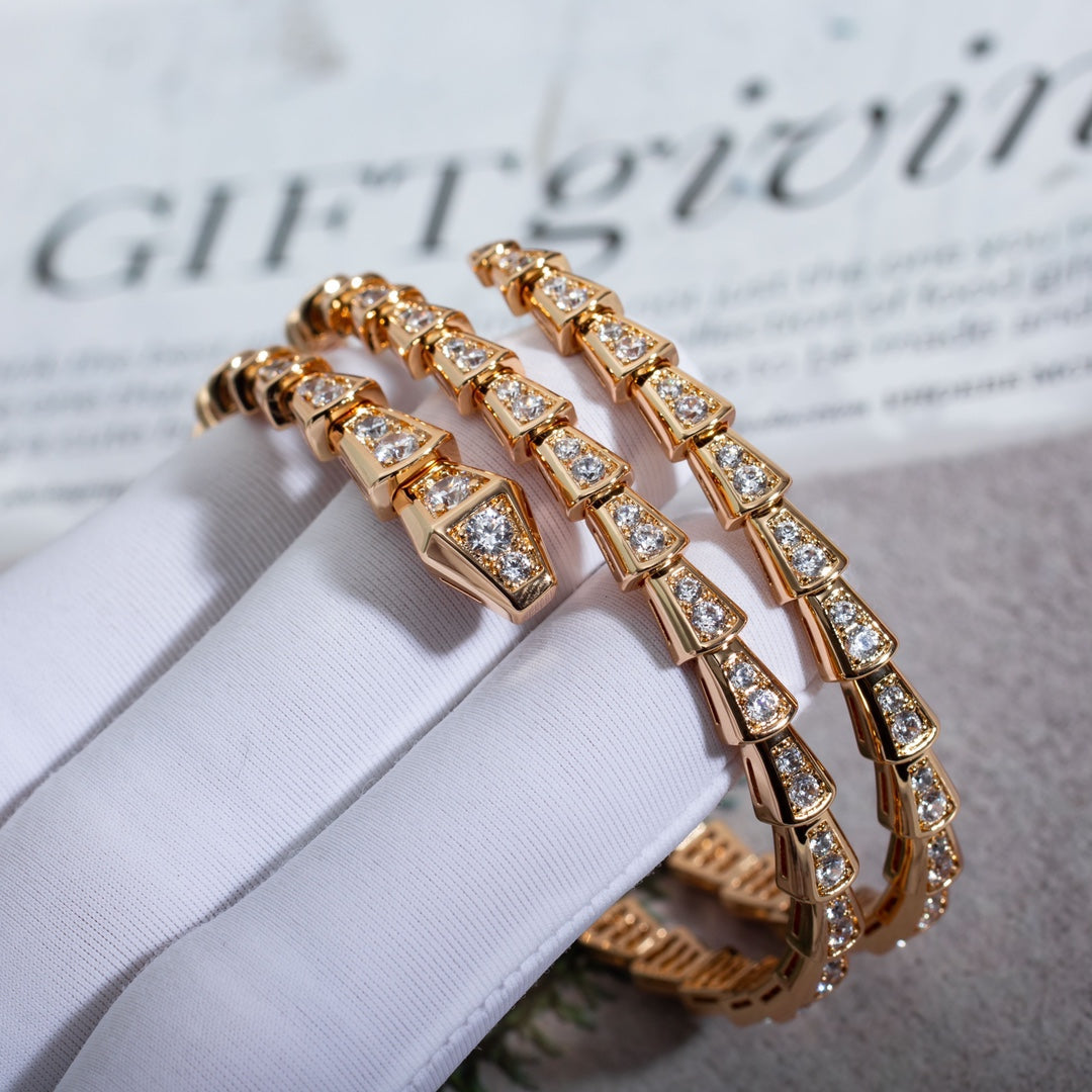 LUXEIFY SERPENTI BRACELET PINK GOLD DIAMOND DOUBLE ROW