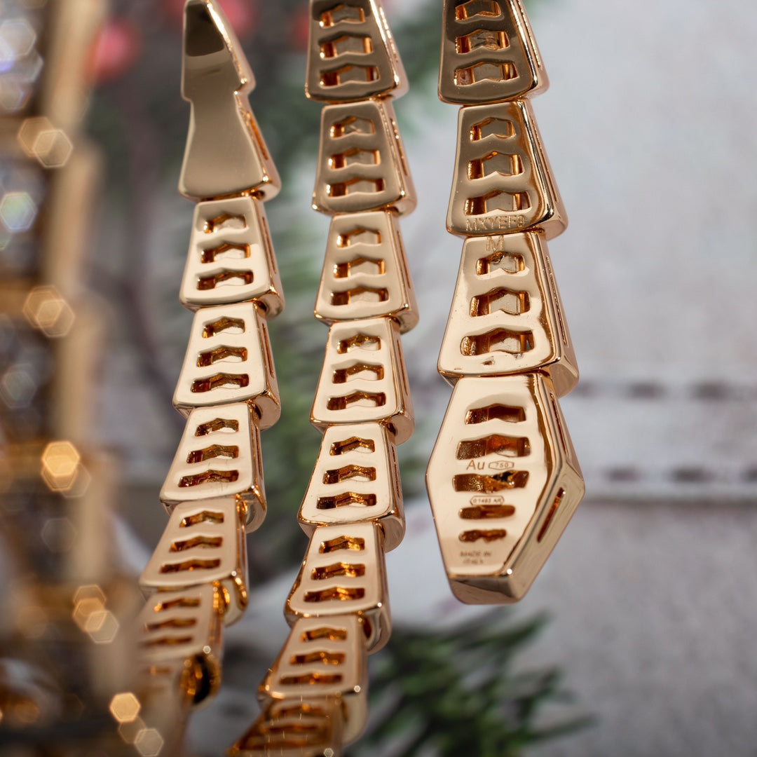 LUXEIFY SERPENTI BRACELET PINK GOLD DIAMOND DOUBLE ROW