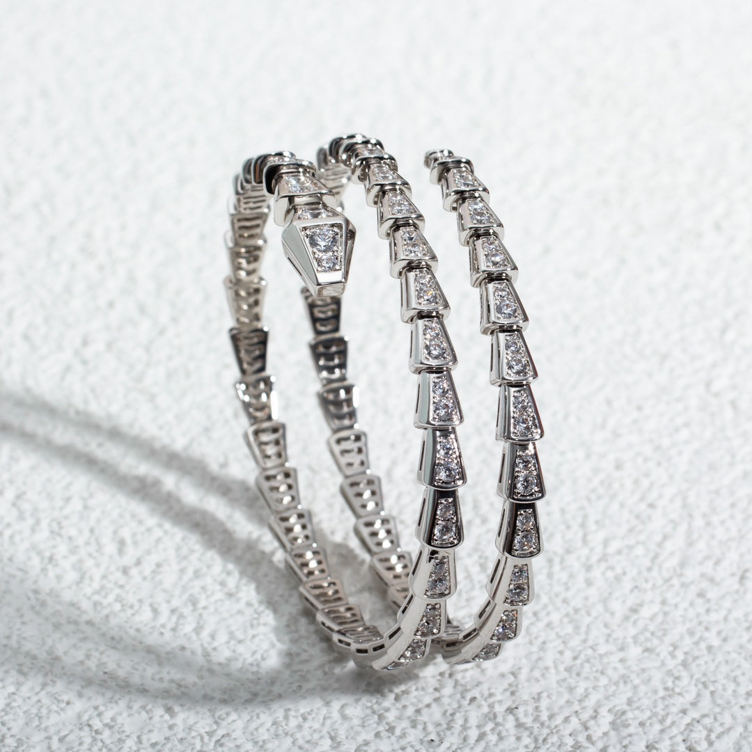 LUXEIFY SERPENTI BRACELET SILVER DIAMOND DOUBLE ROW