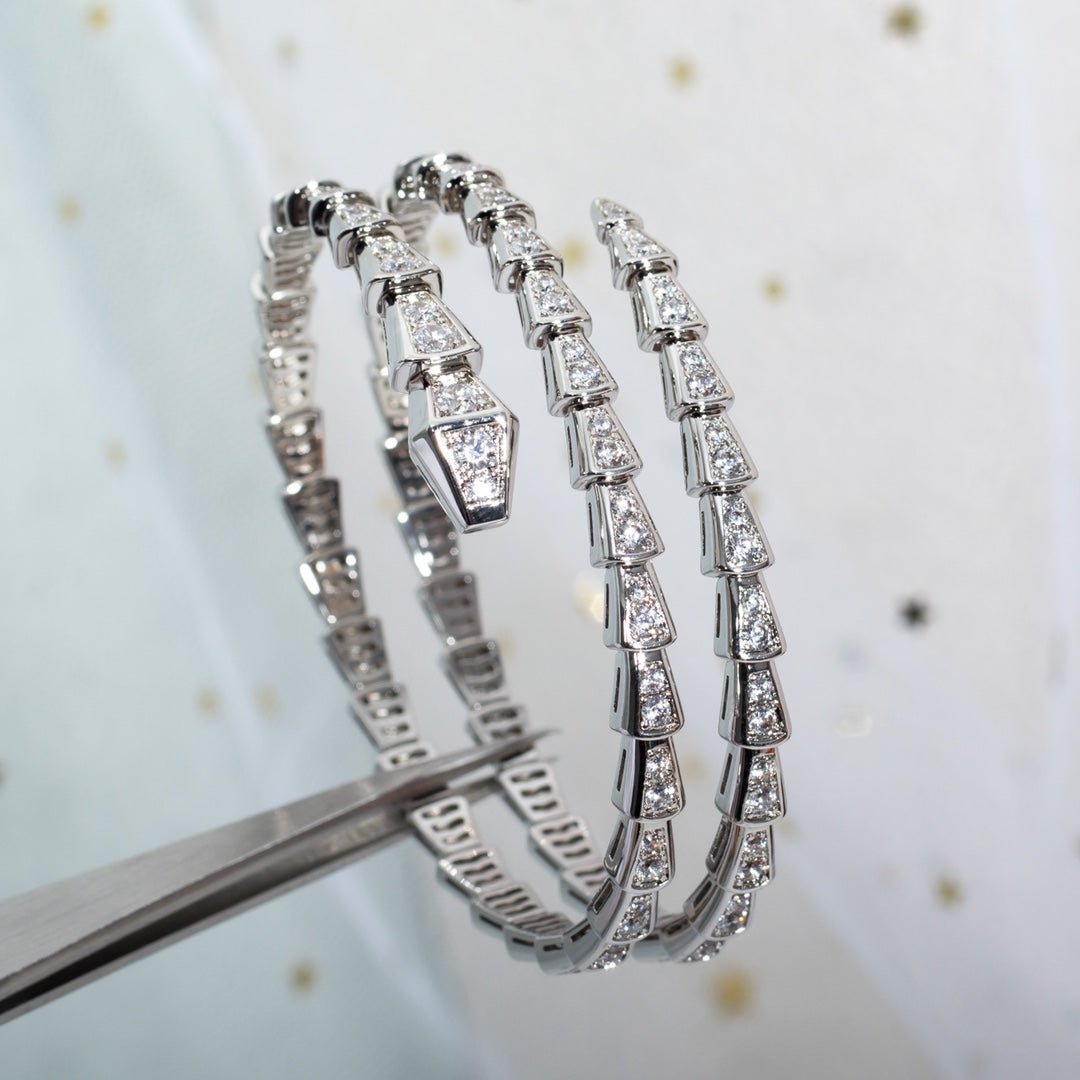 LUXEIFY SERPENTI BRACELET SILVER DIAMOND DOUBLE ROW