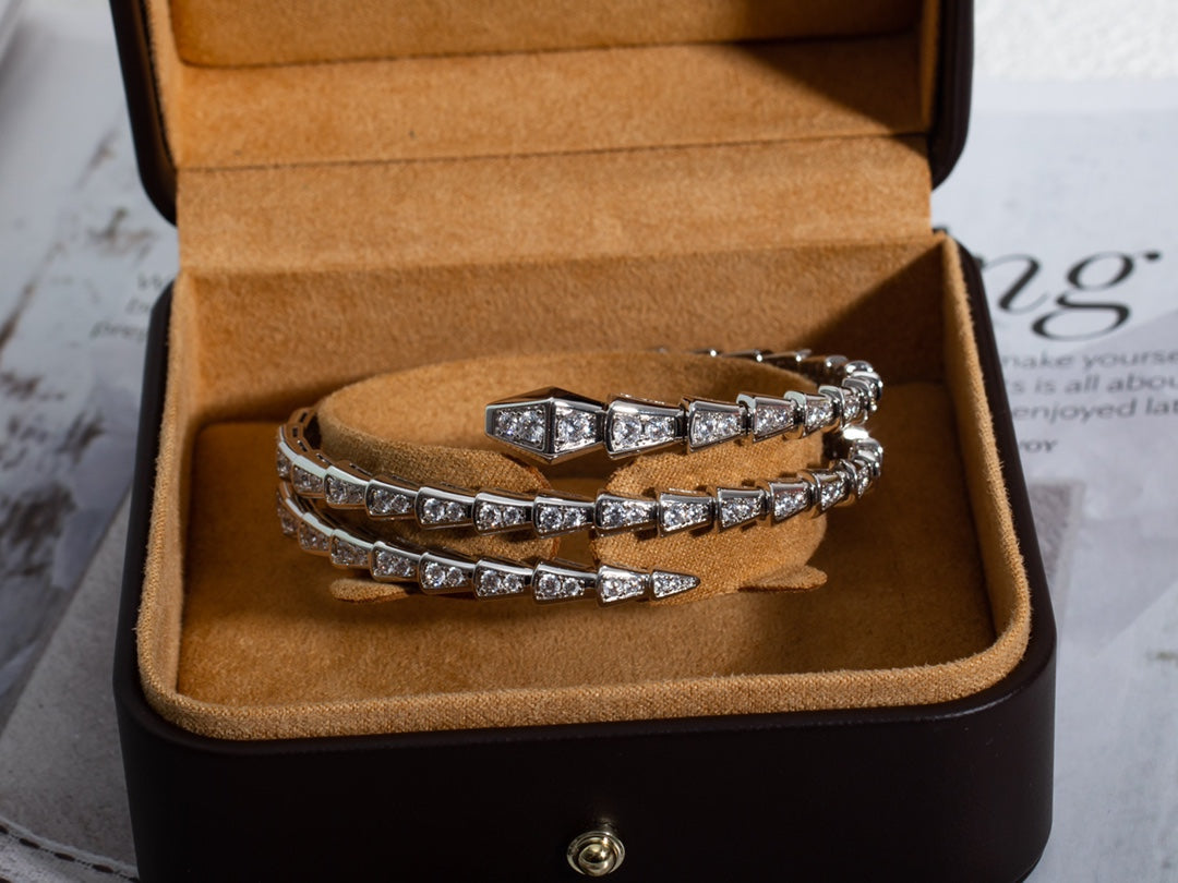LUXEIFY SERPENTI BRACELET SILVER DIAMOND DOUBLE ROW