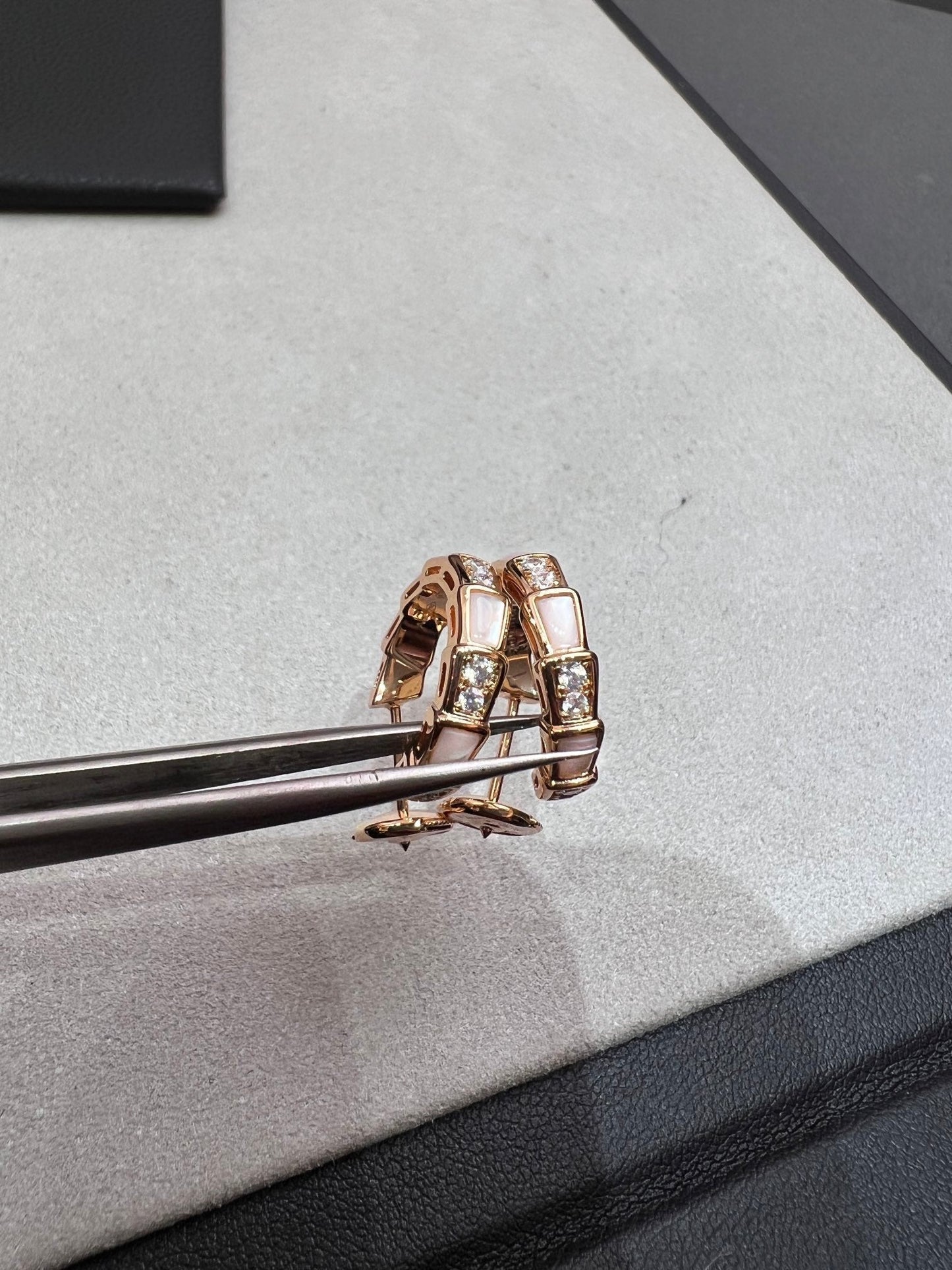 LUXEIFY SERPENTI MOP PINK GOLD EARRINGS