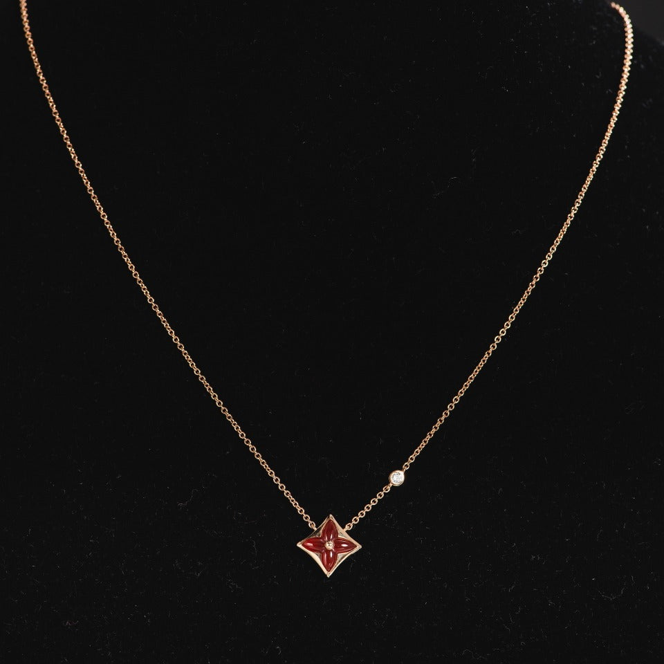 LUXEIFY STAR NECKLACE PINK GOLD 1 DIAMOND