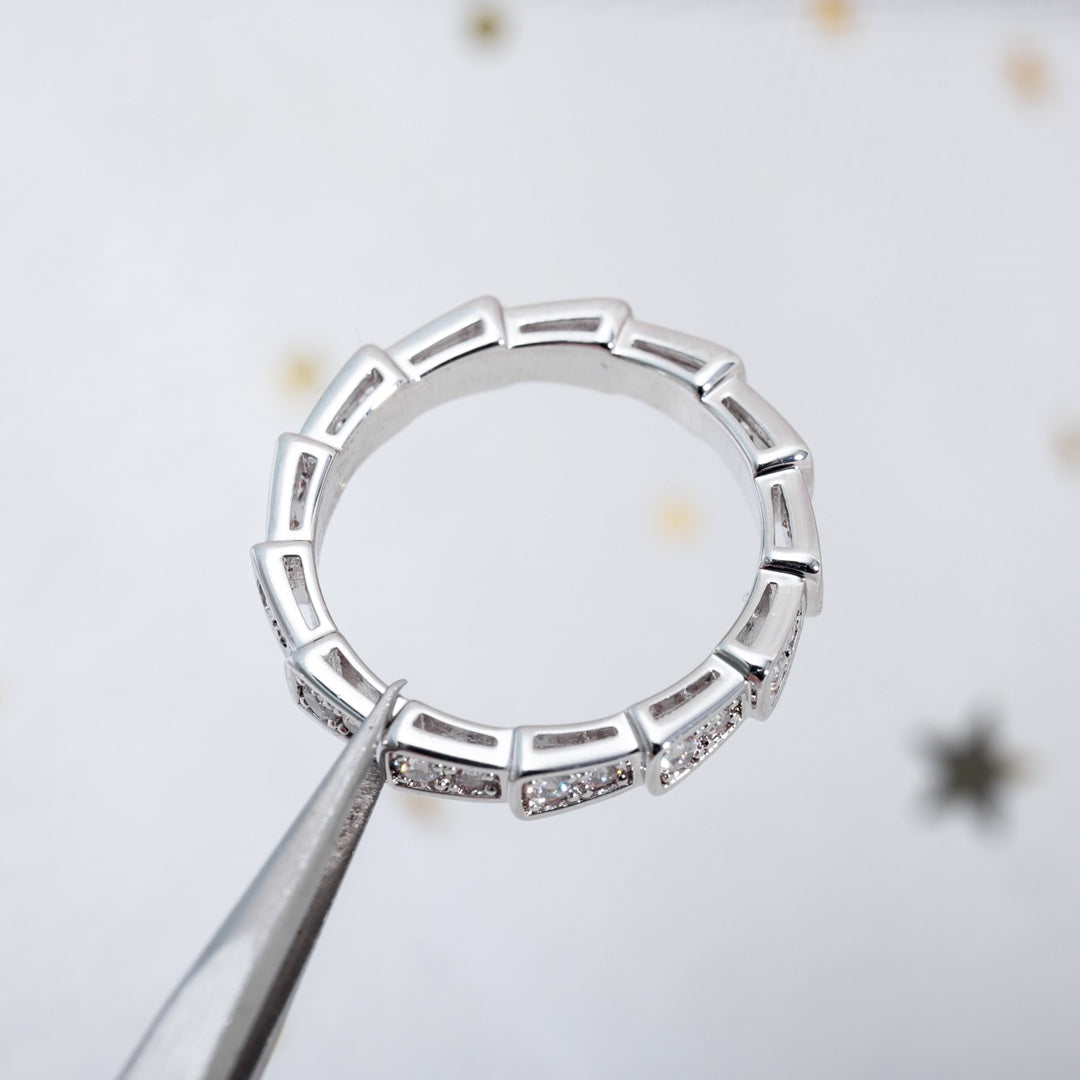 LUXEIFY SERPENTI RING SILVER DIAMOND PAVED 3MM