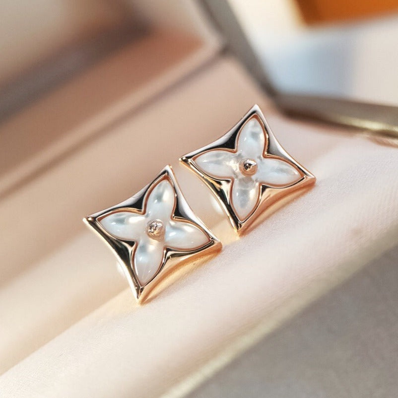 LUXEIFY STAR MOP PINK GOLD EARRINGS