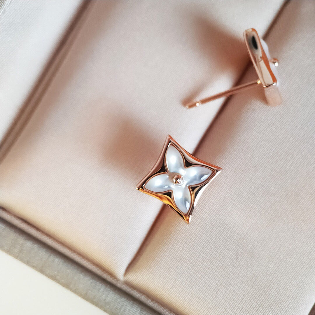 LUXEIFY STAR MOP PINK GOLD EARRINGS
