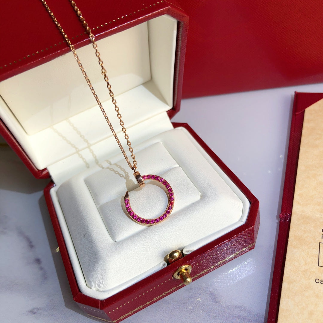 LUXEIFY JUSTE NECKLACE PINK GOLD RED DIAMONDS