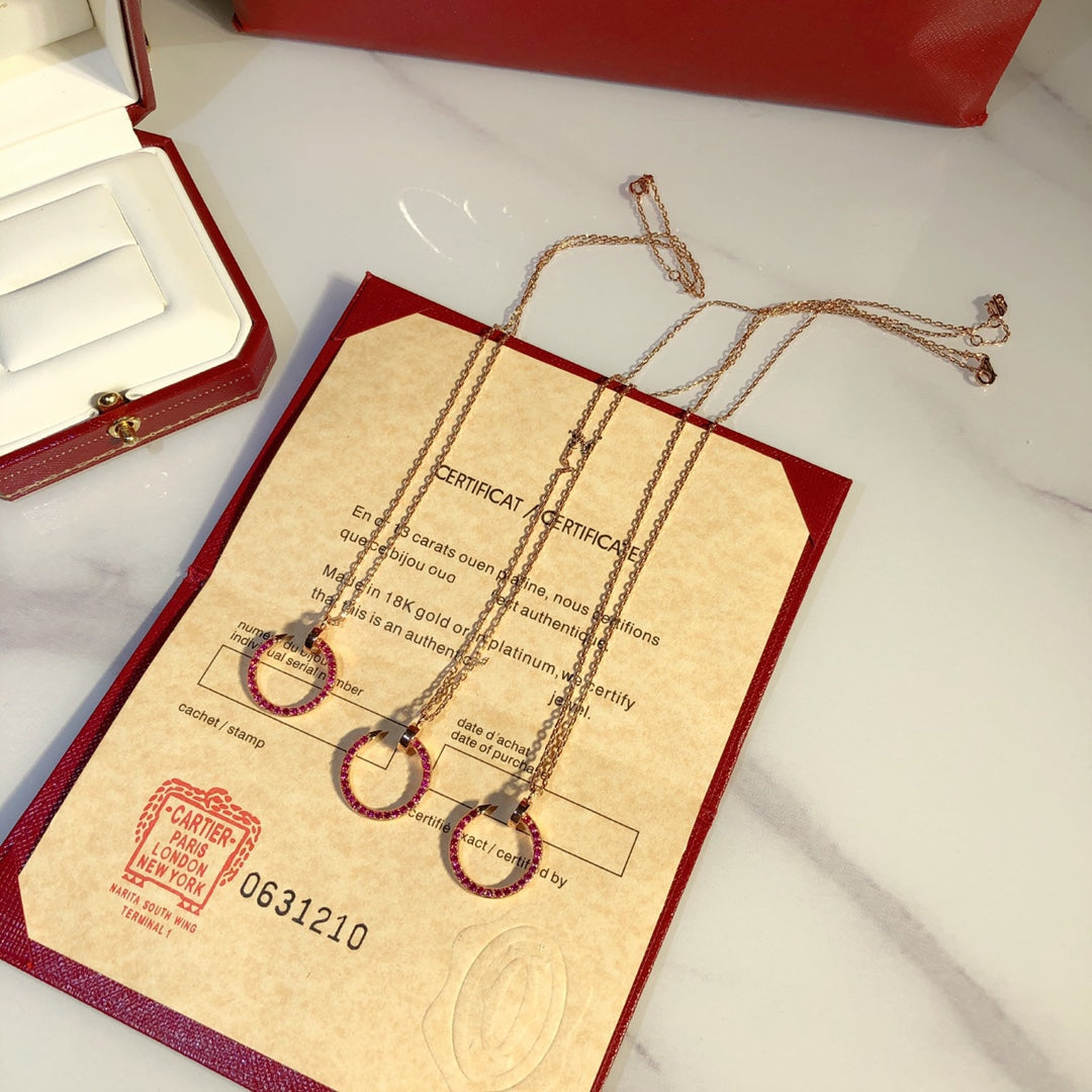 LUXEIFY JUSTE NECKLACE PINK GOLD RED DIAMONDS