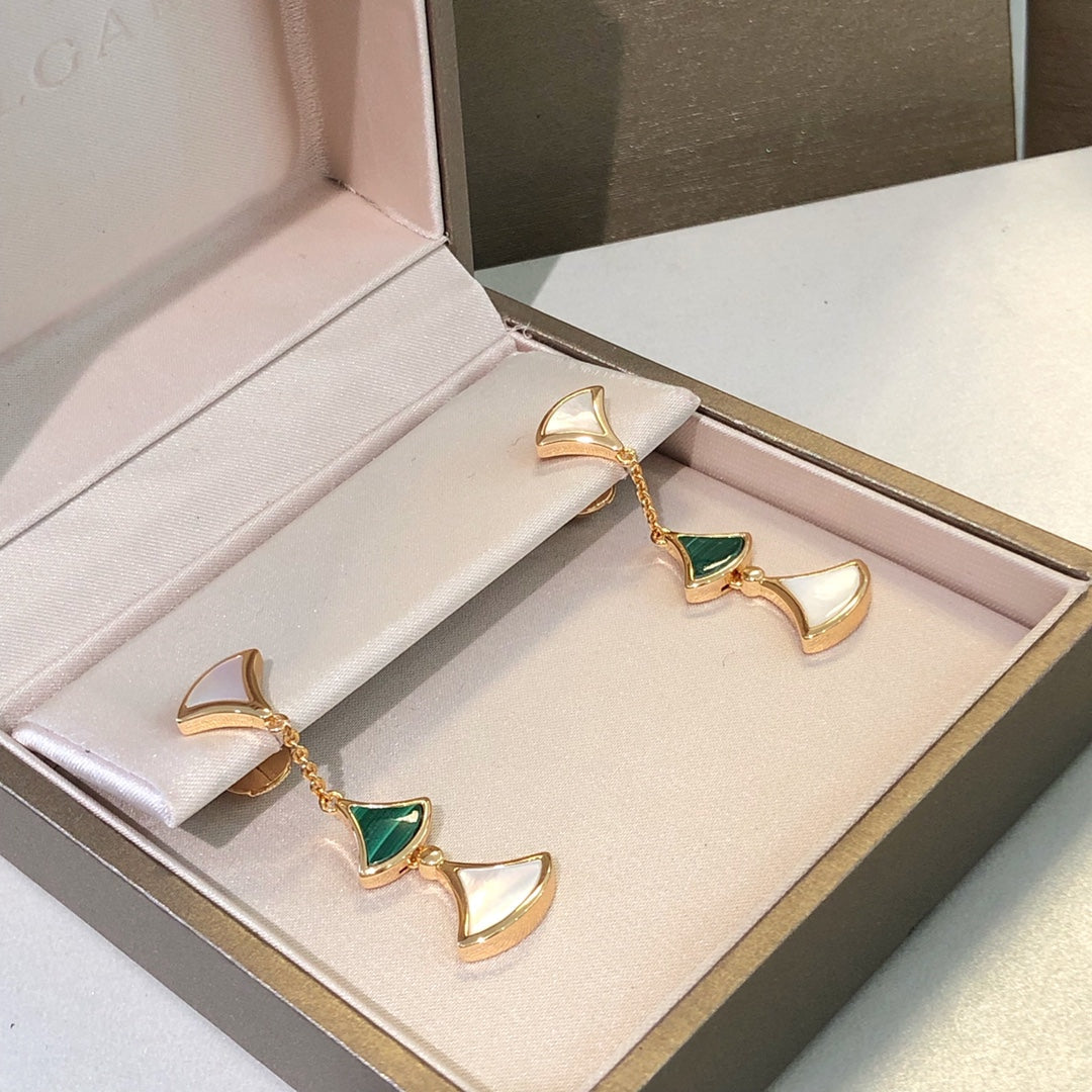 LUXEIFY DREAM EARRINGS 3 MOTIFS MALACHITE MOP PINK GOLD