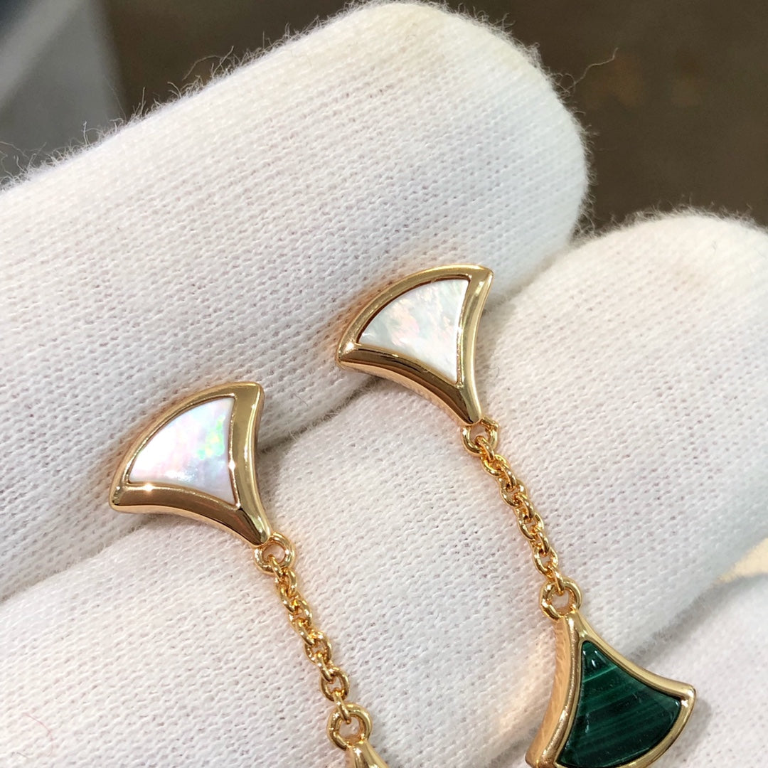 LUXEIFY DREAM EARRINGS 3 MOTIFS MALACHITE MOP PINK GOLD