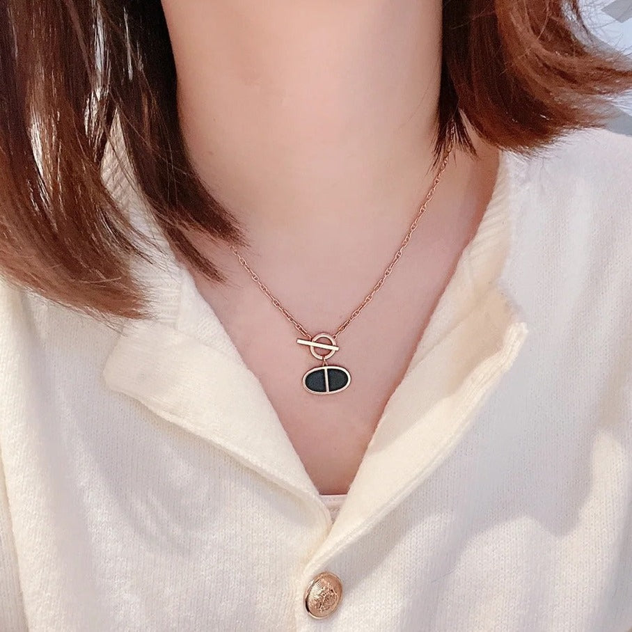 LUXEIFY CHAINE VERSO BLACK CERAMIC NECKLACE
