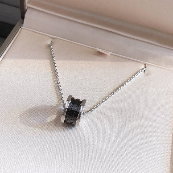 LUXEIFY ZERO 1 BLACK CERAMIC SILVER NECKLACE