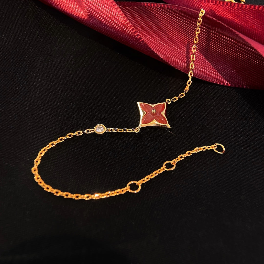 LUXEIFY COLOR STAR CARNELIAN PINK GOLD DIAMOND BRACELET
