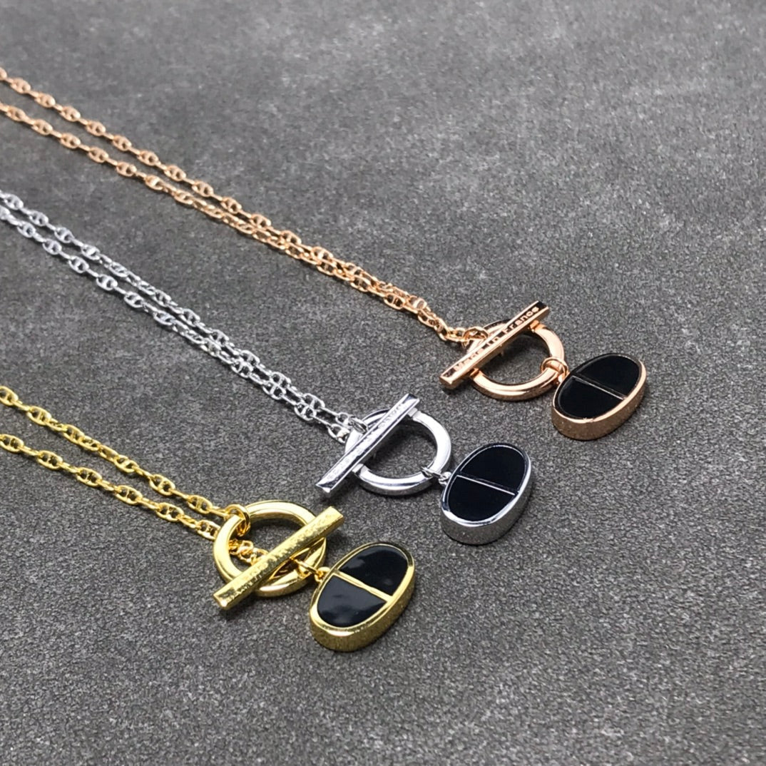 LUXEIFY CHAINE VERSO BLACK CERAMIC SILVER NECKLACE