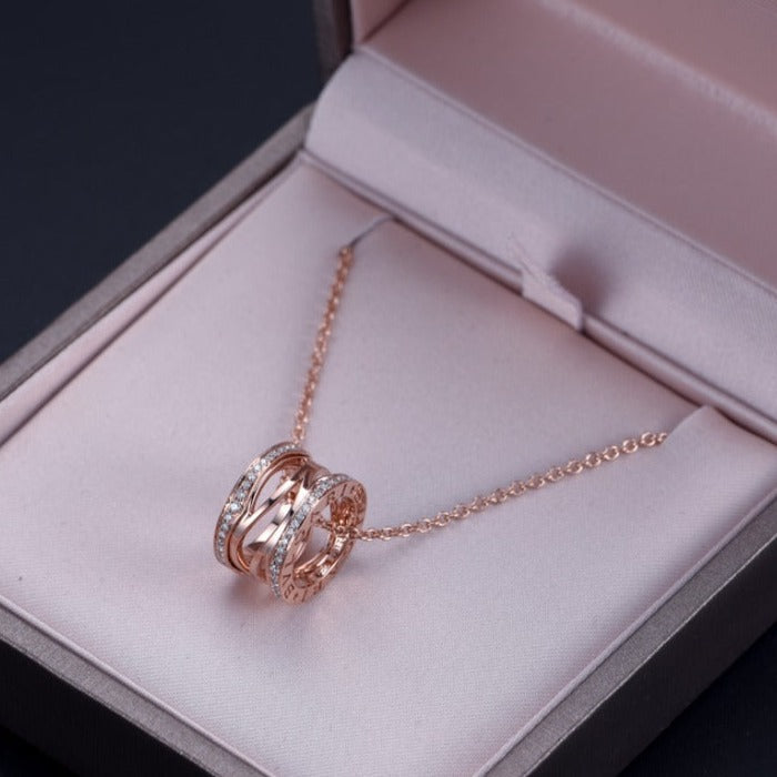 LUXEIFY ZERO 1 PINK GOLD DIAMOND OPEN NECKLACE