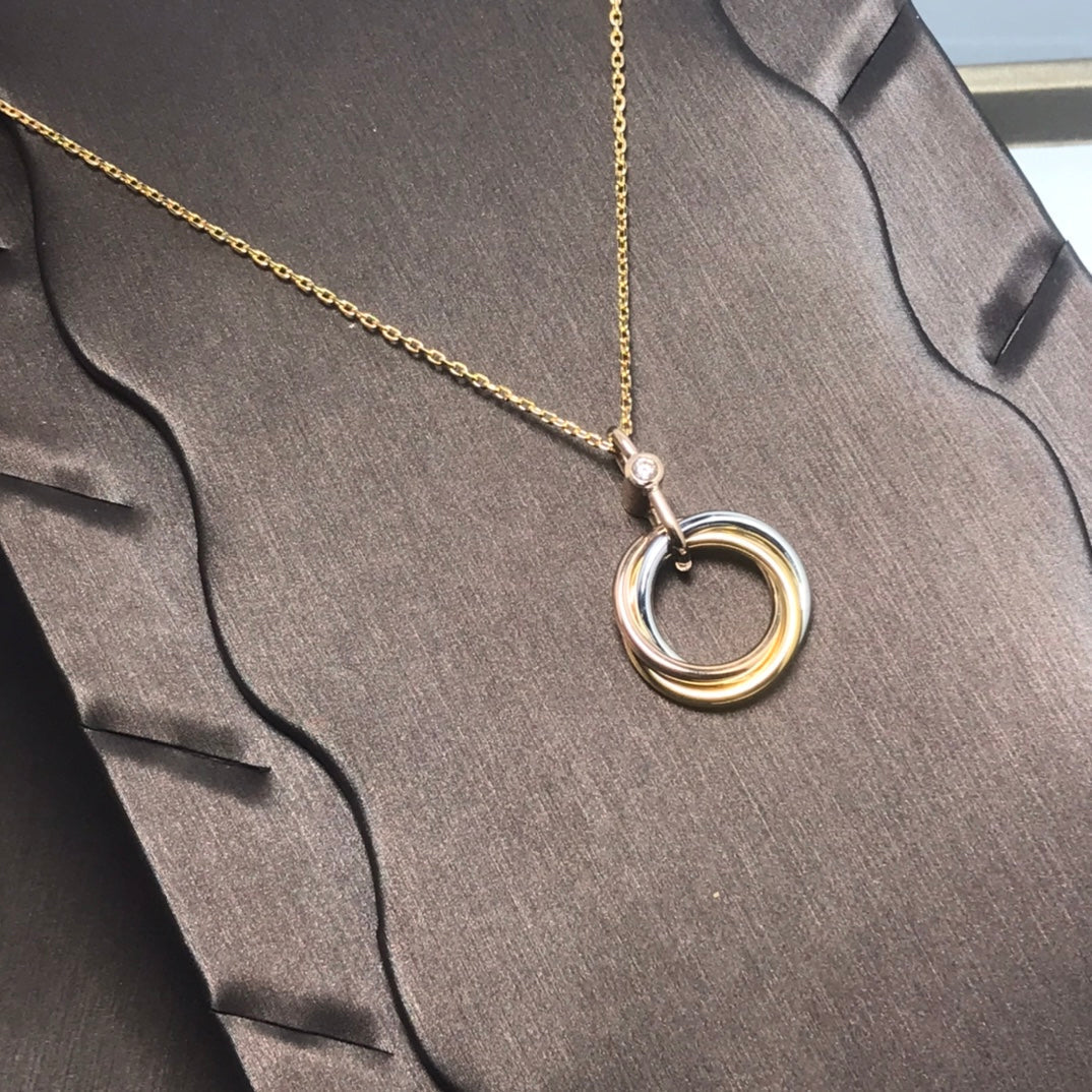 LUXEIFY TRINITY SILVER GOLD PINK GOLD NECKLACE