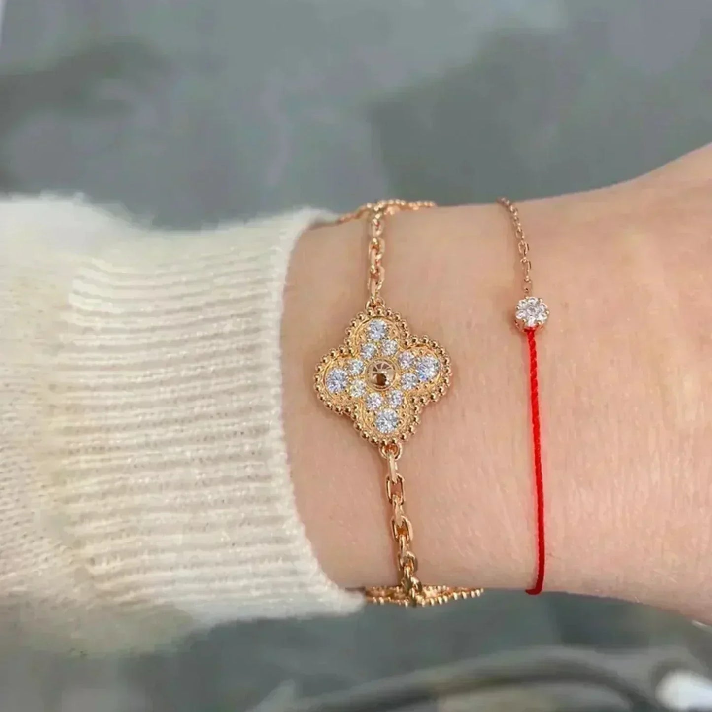CLOVER 5 MOTIFS FULL DIAMOND BRACELET