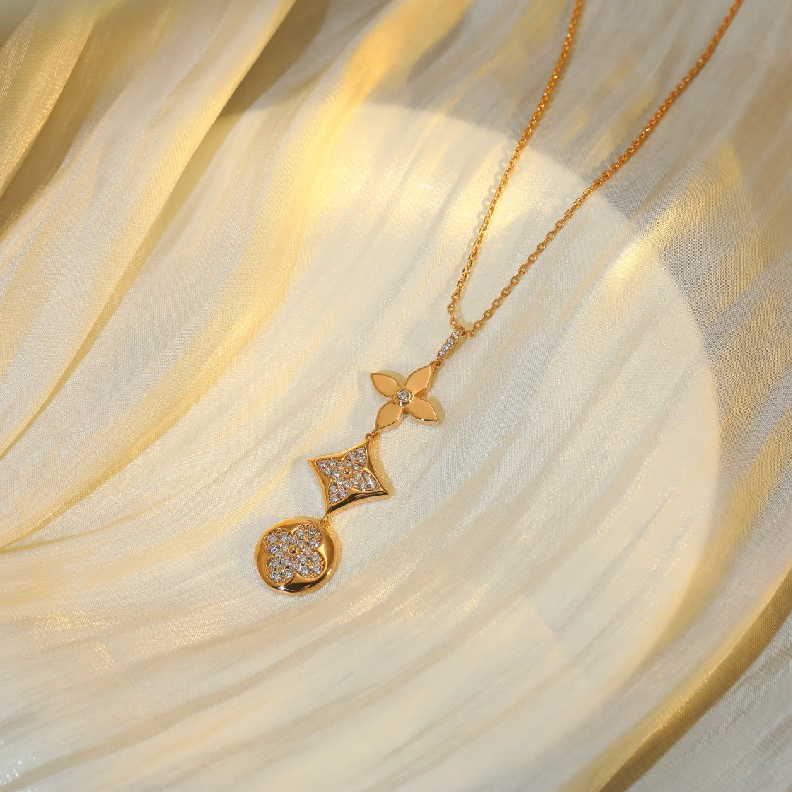 LUXEIFY STAR AND SUN DIAMOND PINK GOLD NECKLACE