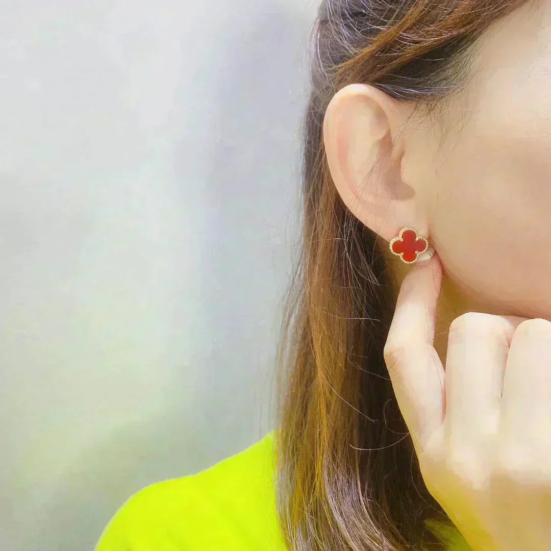 CLOVER MEDIUM 1 MOTIFS CARNELIAN EARRINGS