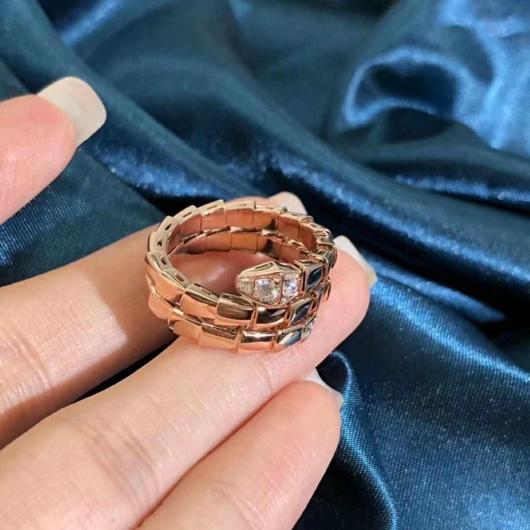 ANILLO DE DOBLE HILERA DE DIAMANTES SERPIENTES LUXEIFY