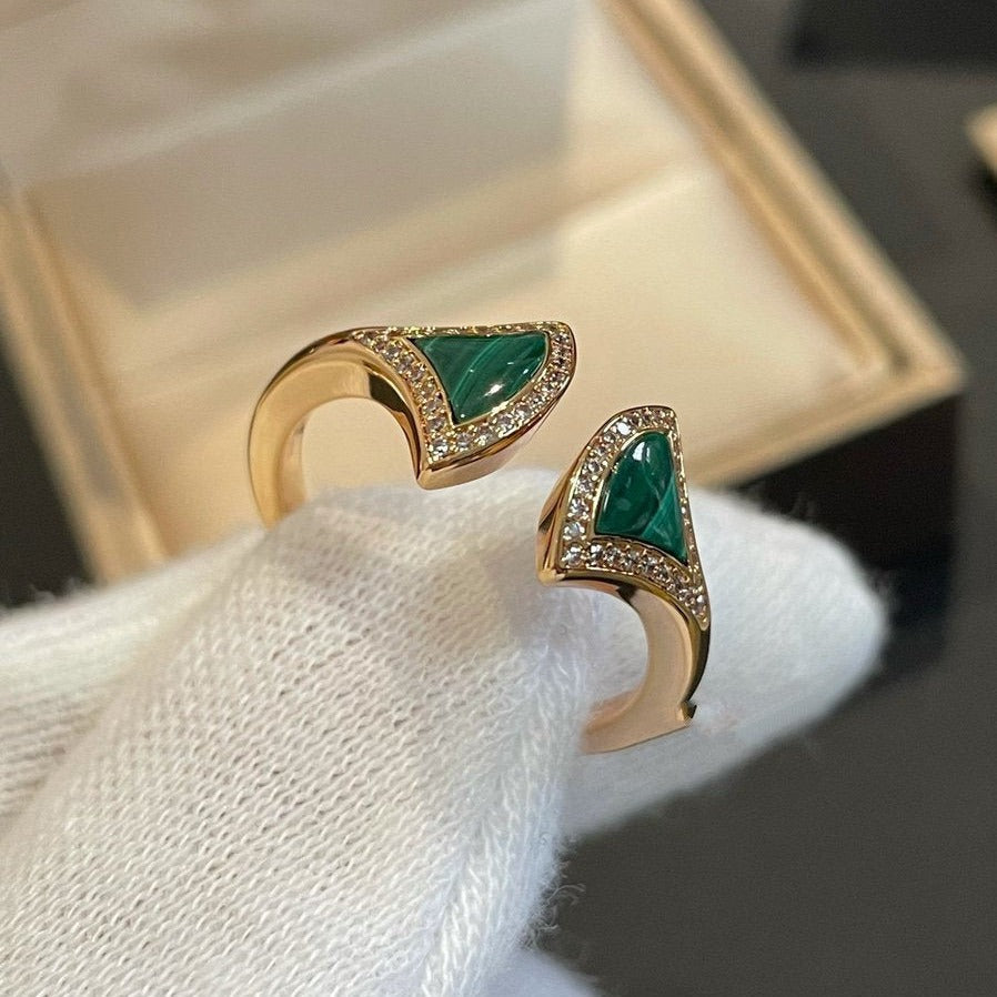 LUXEIFY DREAM MALACHITE DIAMOND OPEN RING