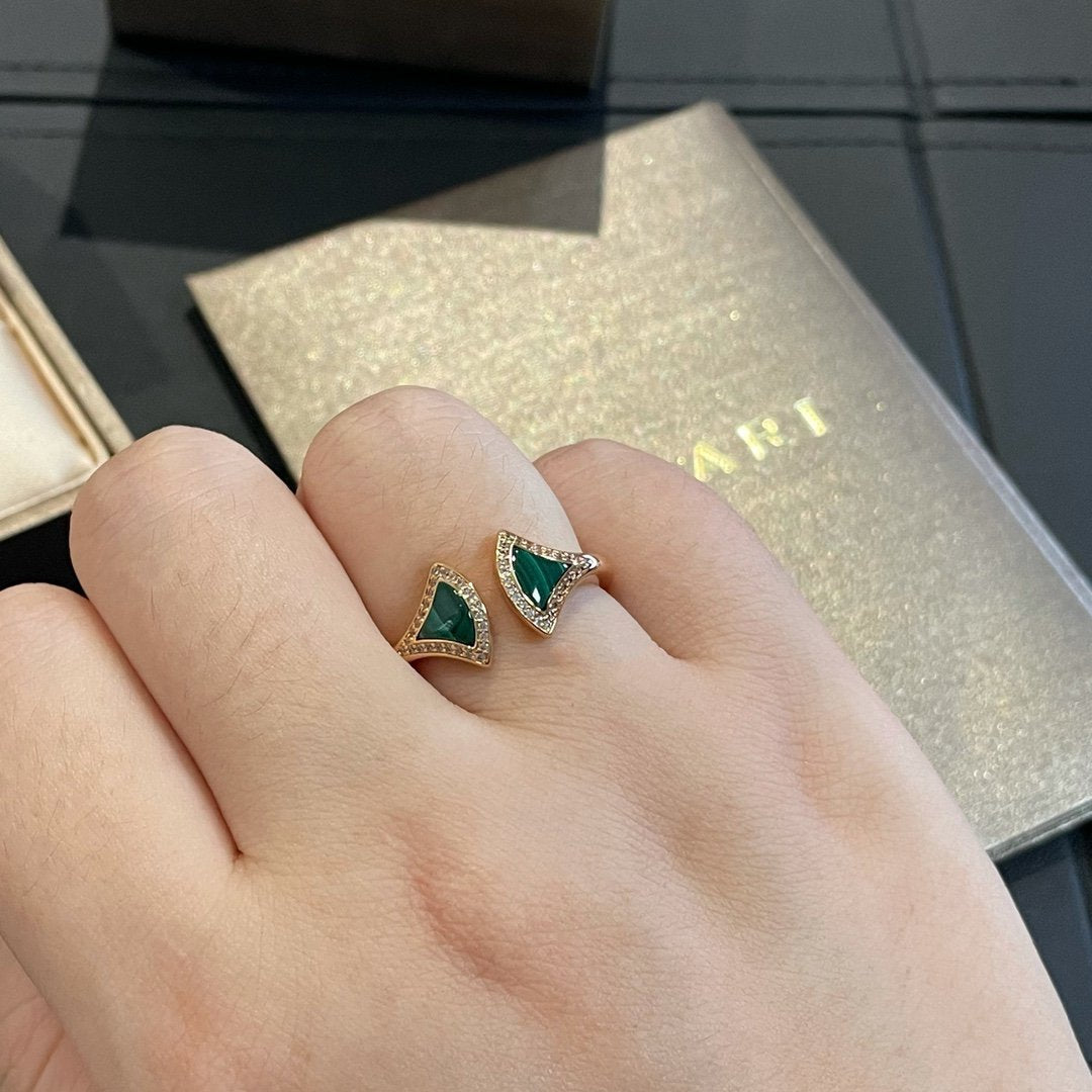 LUXEIFY DREAM MALACHITE DIAMOND OPEN RING