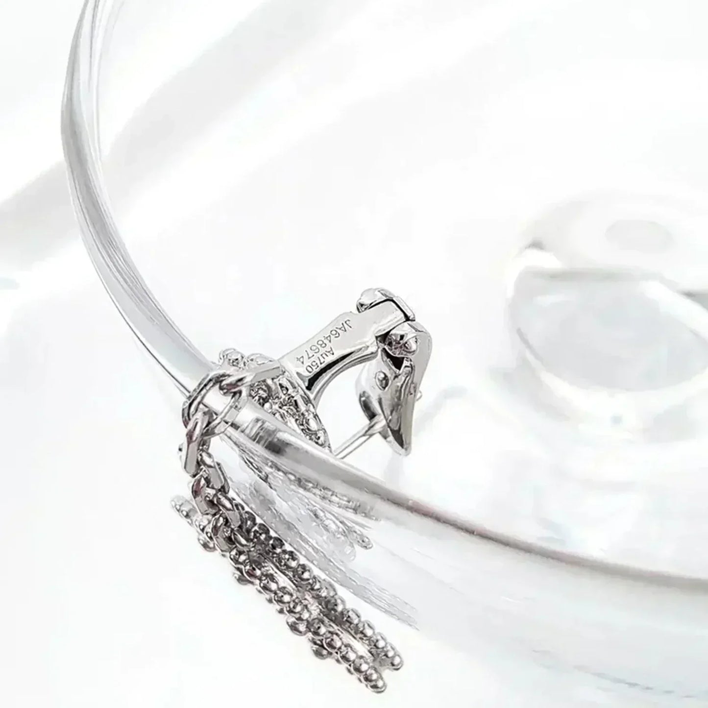 CLOVER 2 MOTIFS DIAMOND ONYX EARRINGS SILVER