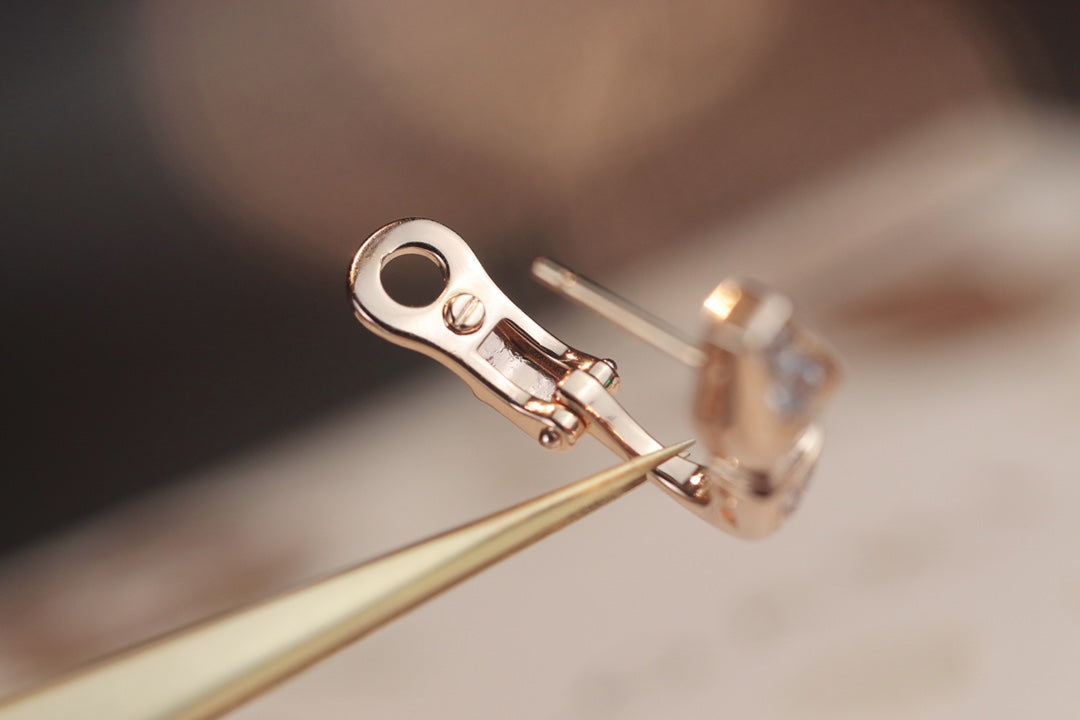 LUXEIFY SERPENT PINK GOLD DIAMOND EARRINGS