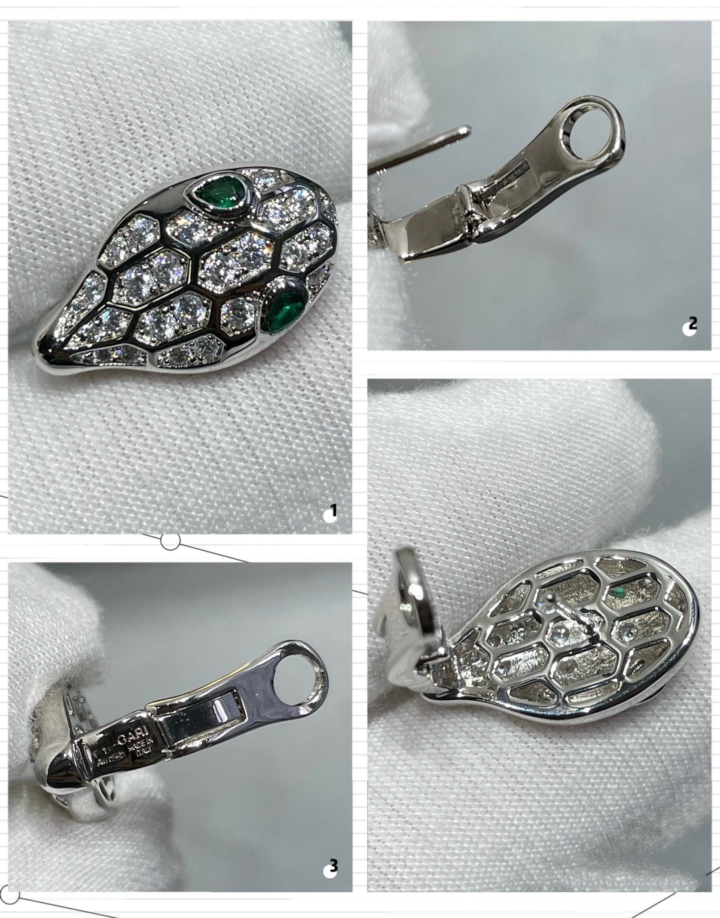 LUXEIFY SERPENT DIAMOND STUD EARRINGS