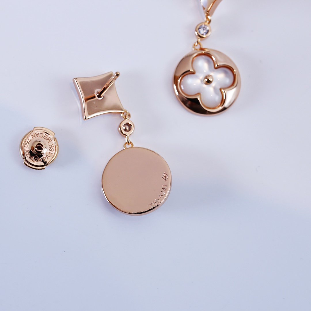 LUXEIFY STAR AND SUN PINK GOLD MOP DROP EARRINGS