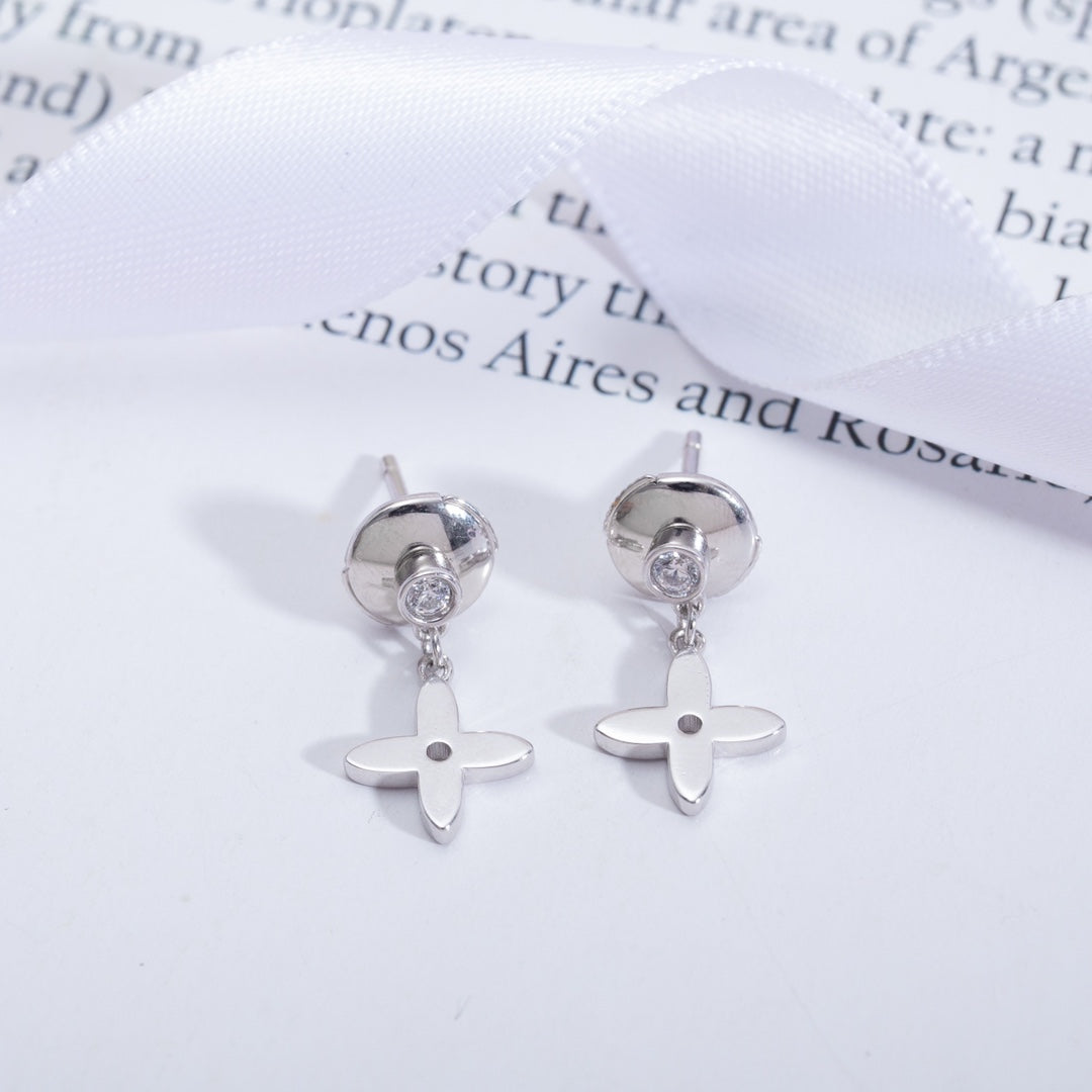 LUXEIFY VIDYLLE SILVER DIAMOND MINI DROP EARRINGS