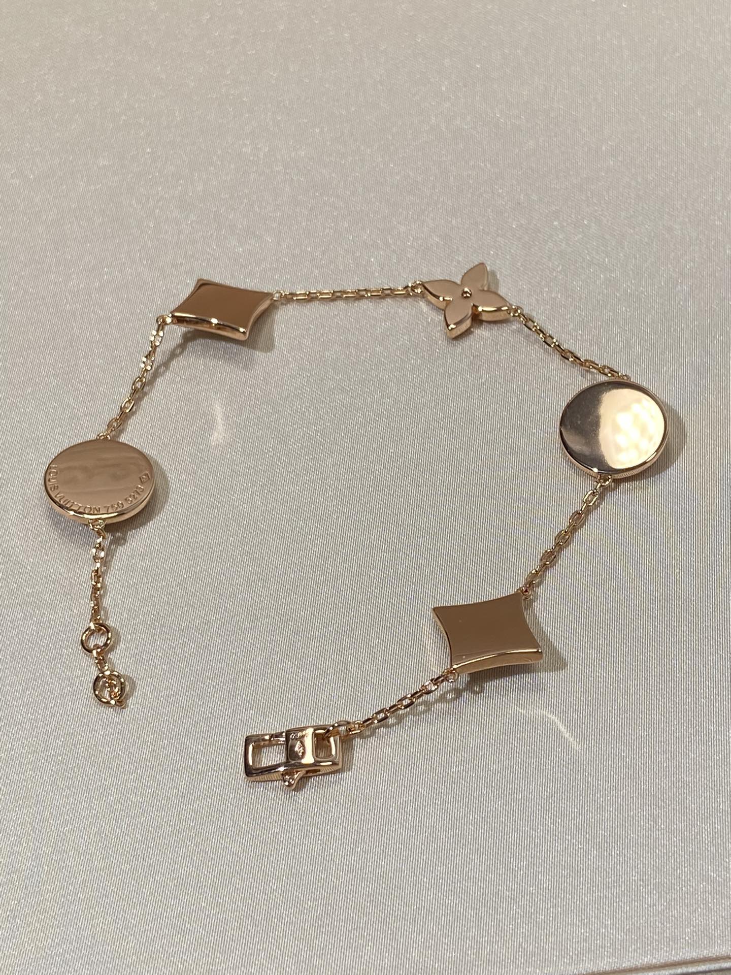 LUXEIFY STAR AND SUN 5 MOTIF MOP PINK GOLD BRACELET
