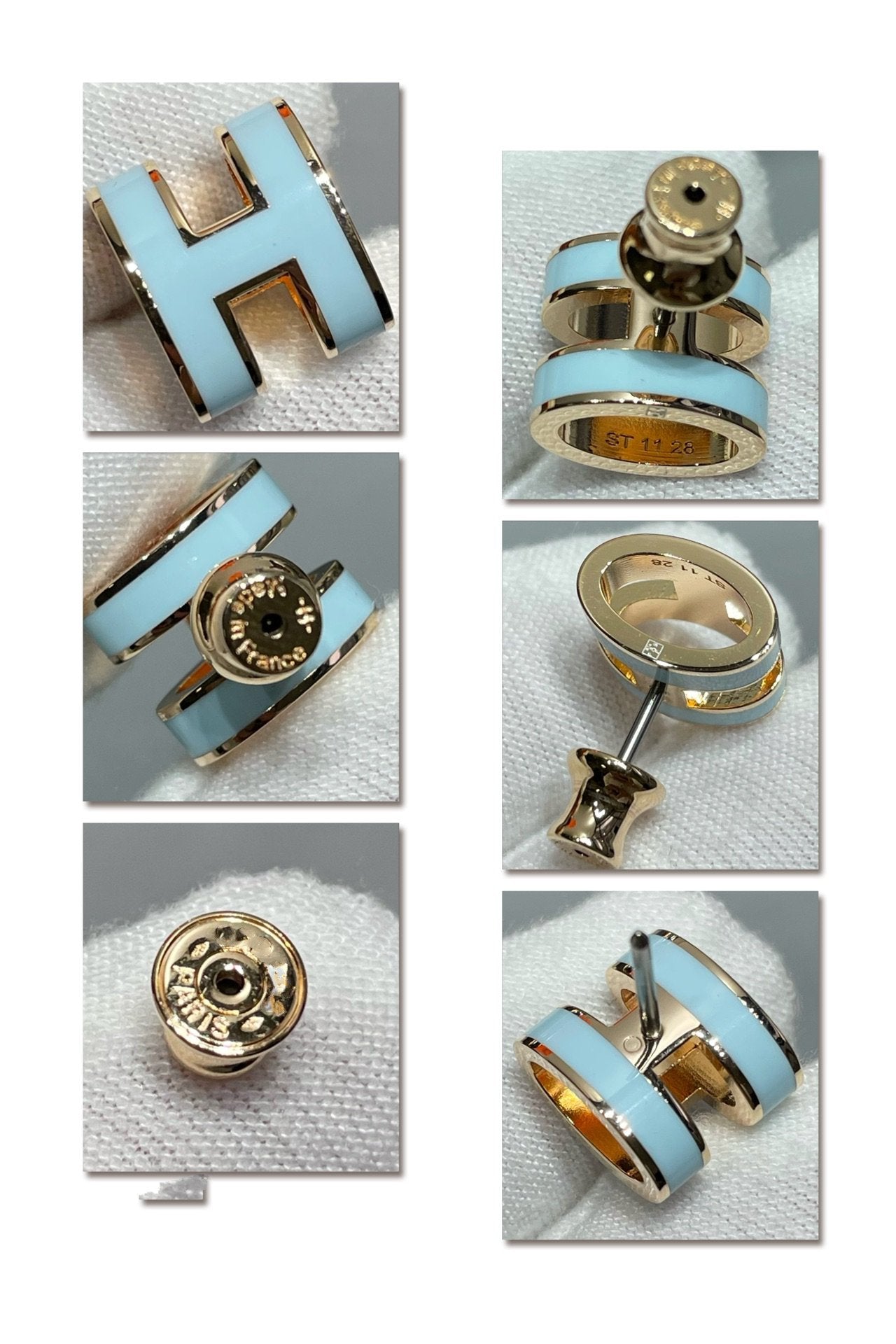 LUXEIFY POP H SKY BLUE STUD EARRINGS