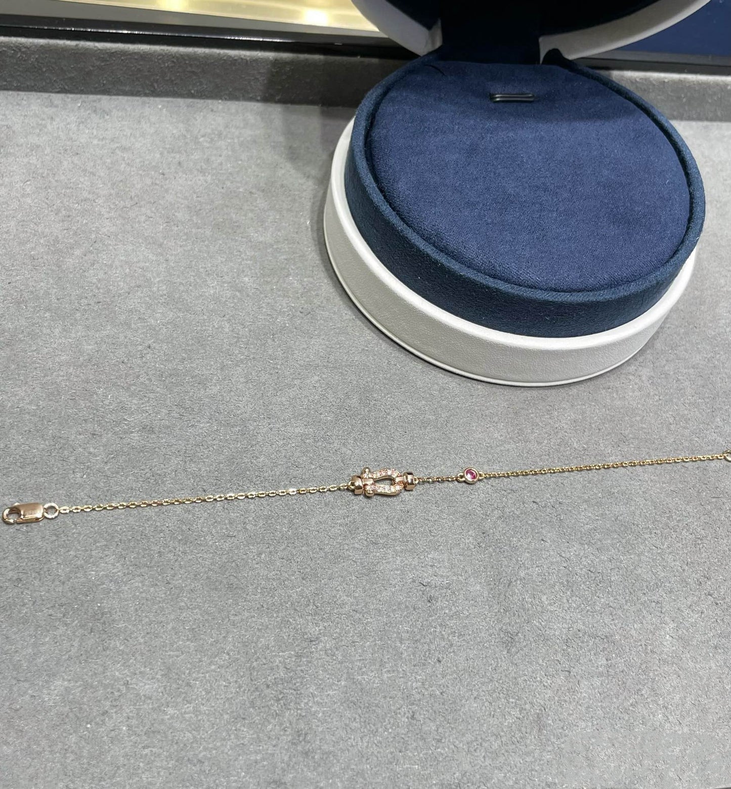 LUXEIFY FORCE 10 DIAMOND CHAIN LINK PINK GOLD BRACELET