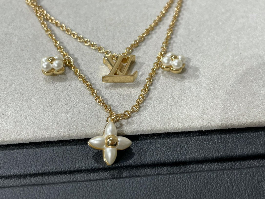 COLLAR DE DOBLE HILERA LUXEIFY FLOWERGRAM GOLD MOP