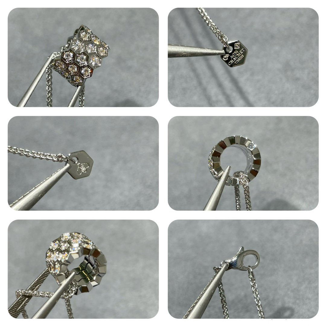 LUXEIFY BEE LOVE DIAMOND PAVED 3 ROW NECKLACE